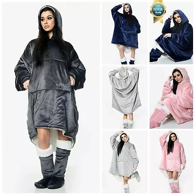 Oversized Fleece Sherpa Warm Soft Cosy Hoodie Sweatshirt Blanket Jumper OR Socks • £10.99