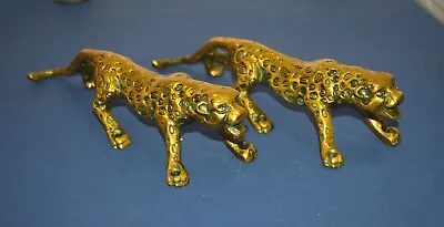 11'' Inch Leaping Panther Brass Door Handle Leopard Animal Door Pull Set HK215 • £141.83