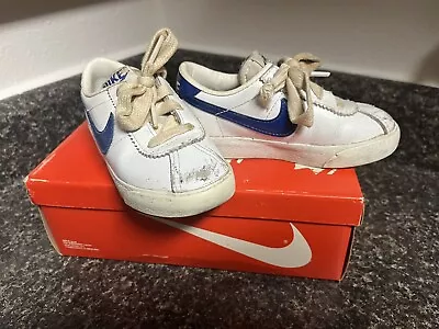 Vintage Burt Bruin Nike Toddler Shoes Size 8.5 Sneakers Blue Swoosh In Box • $5