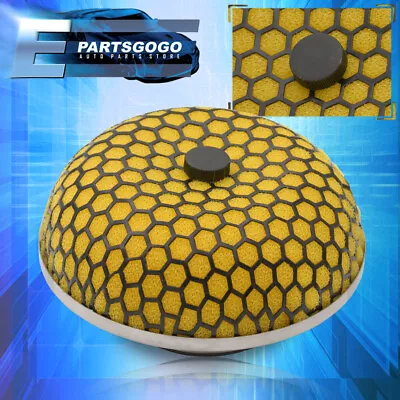 3  76MM Mushroom Race High Flow Washable Cold Air Intake Induction Filter Yellow • $14.99
