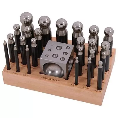 25 Piece Steel Doming Block & Punch Set Dapping Craft Metal Shaping Tool CT4304 • £29.90