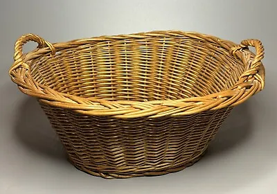 Vintage MCM Wicker Child's Laundry Basket Doll  Mommy's Helper  11 X13 X5  Oval • $25