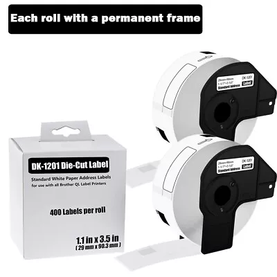 2 Rolls DK-1201 29mm White Address Label For Brother QL-810W QL-720NW 400 P/R • $17.99