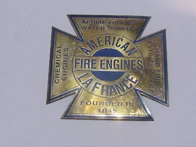 Vintage American La France Fire Engine Chemical Aerial Water Towers Metal Emblem • $175