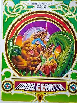 Middle Earth Pinball FLYER Original 1978 Fantasy Sci-Fi Promo Art Sheet • $25.50