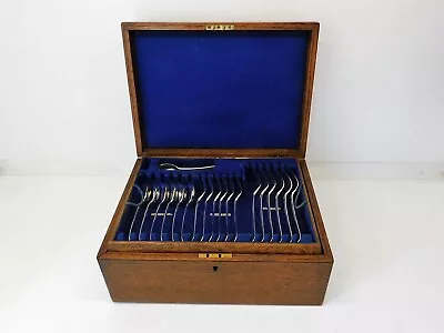 Boxed SOLID SILVER CANTEEN Of OLD ENGLISH CUTLERY 6 Person Set London 1909 • £2595