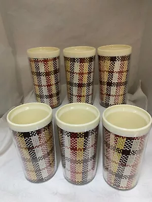 Set Of 6 Vintage 10 Ounce Thermal Insulated Plaid Tumblers Hong Kong Gc • $15