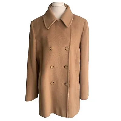 Larry Levine Vintage Women’s 100% Camel Hair Double Breasted Pea Coat Size Large • $64.99