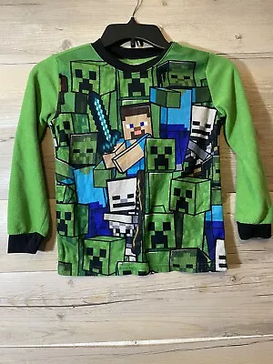 Youth Kids Minecraft Steve Creeper Mob Long Sleeve Shirt Boys Size 6/7 • $8.95