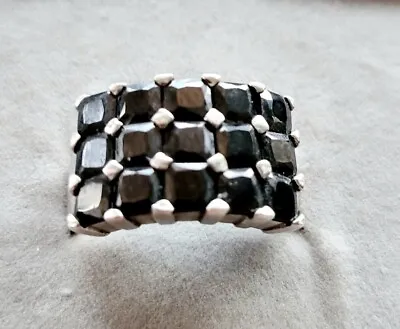 Beautiful Sterling Silver 925 Black Cubic Ladies Ring Size P • £15