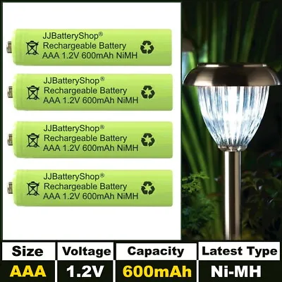 AAA Rechargeable Solar Light Batteries 1.2v 600mAh NiMH For Garden Lights UK • £5.95