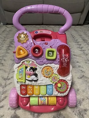 VTech Sit To Stand Learning Walker Pink Activity Toy Lights Sound • $24.99