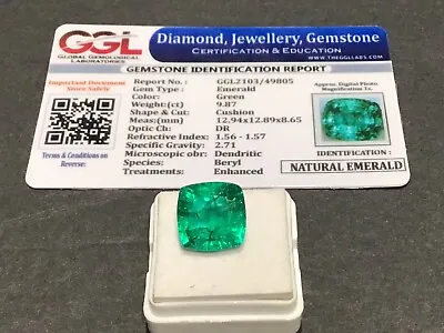 9.87 Cts. Natural Muzo Colombian Emerald  FAST SHIPPING FROM USA Lot 1102 • $34.99