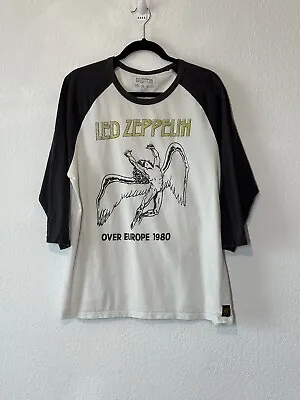 Trunk LTD Size L Led Zeppelin Over Europe 1980 Dbl Sided 3/4 Sleeve Tee Shirt • $60