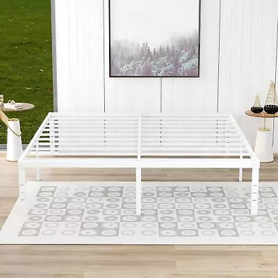 Full Size Heavy-Duty Metal Bed Frame: Easy Assembly Comfortable SleepWhite • $112.42