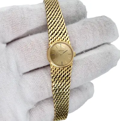 Vintage Omega Ladies Solid 18k Yellow Gold WristWatch Bracelet With Box 45 Grams • $5500