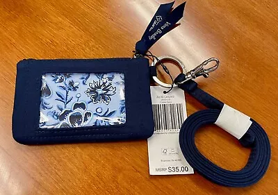 Vera Bradley Work ZIP ID CASE & LANYARD Solid Classic Navy / Recycled Cotton NWT • $19.95