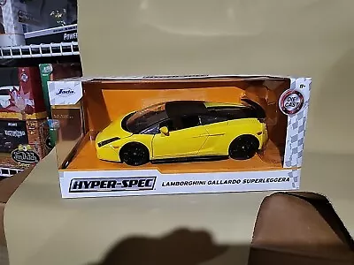 New 1:24 JADA Hyper-Spec Black/Yellow Lamborghini Gallardo Superleggera Diecast • $31.49