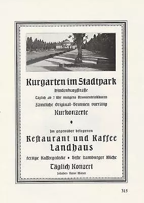 Spa Garden City Park Restaurant Hamburg Advertisement From 1926 Dairy Meyer • $9.13