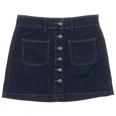 Vanity Jean Skirt Size 26 W27 Size Button Front A Line Short Blue Denim NEW • $14.99