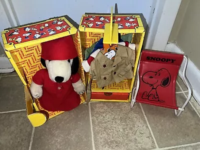 Vintage Peanuts Snoopy Wardrobe Trunk Doll Outfits Clothes Hats & Accessories • $59.99