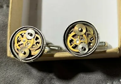 Steampunk CUFFLINKS Watch Parts Gears Mechanical  Custom Bespoke AMechanicalMind • $15.95