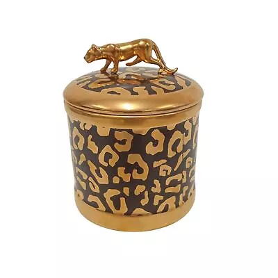 L'OBJET Gold & Black Porcelain Champagne Scented Leopard Candle RRP165 NEW • £123.75