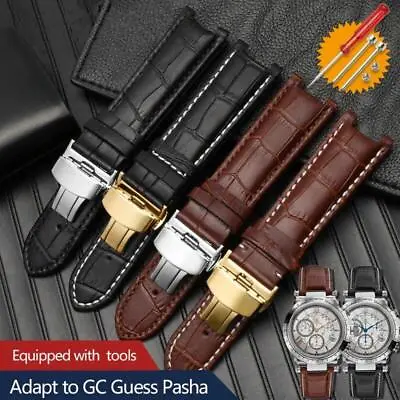 Cowhide Genuine Leather Wrist Strap For Gc Notched Senior Watch Band Real • $15.99