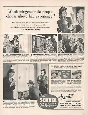 1940 Servel Electrolux Gas Refrigerator Kerosene Dry Cold Vintage Print Ad L22 • $9.99