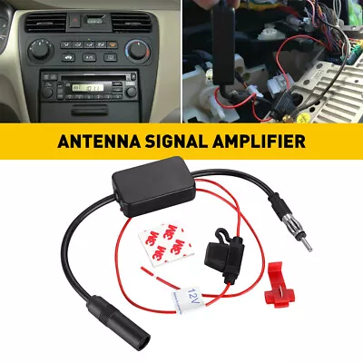 12V Car FM & AM Radio Antenna Signal Amplifier Aerial Signal Booster Plug & Play • £8.99