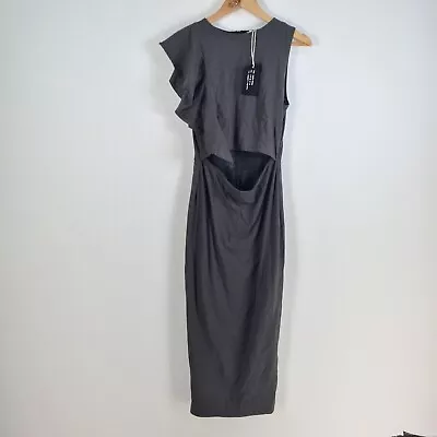 NEW Maurie And Eve Womens Dress Size 10 Maxi Grey Cut Out Short Sleeve 054513 • $25.71
