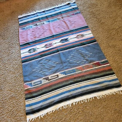 $71.41 • Buy Vintage Southwestern Zapotec  Blanket Serape 74x45  Wool