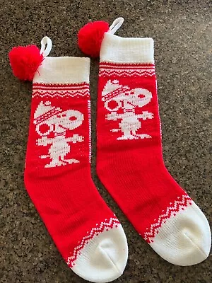 TWO Snoopy Peanuts Vintage Knit Christmas Stockings • $12