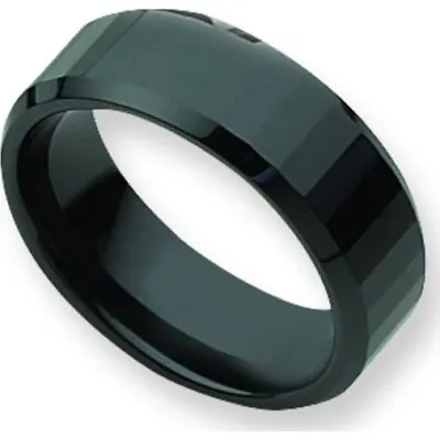 Ceramic Black Faceted 8mm Mens Wedding Ring Size 10 • $45.23