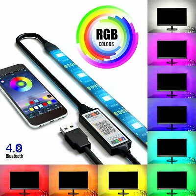 5v Usb Led Strip Lights 5050 Rgb Colour Changing Tape Under Cabinet Tv Lighting • £4.79