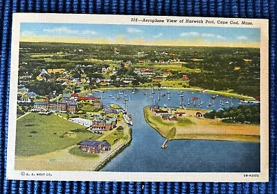 HARWICHPORT HARWICH PORT MA MASS~Aerial View Aeroplane View~Linen Postcard • $0.99