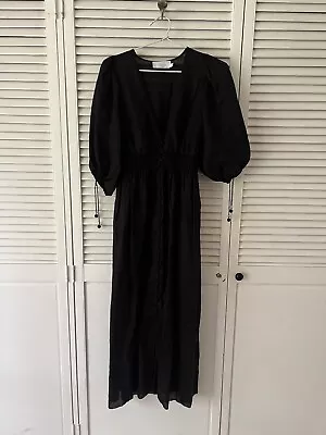 Zimmermann Black Linen Gathered Dress Size 0 • $150