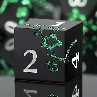 Glitter Green DND Metal Dice DNDND 7 PCS Flower Metallic DND Dice Set With Grog • $33.56