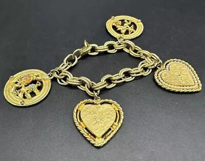 Vintage Charm Bracelet Gold Tone 6.5” 45Gs~Missing Stones • $35