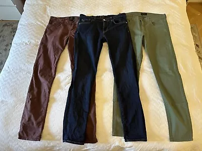J Lindeberg Slim Jeans (34 X 34) 3 Pairs (indigo Maroon Forest) Polloi Apc Oi • $124.44