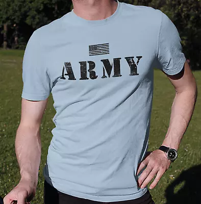 Men T-Shirt US Army Distressed Flag Military Patriotic USA • $15.75