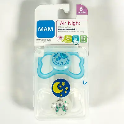 MAM Air Night Pacifiers Glow In The Dark Sterilizing Case 6+ Months Boy Blue • $9.95