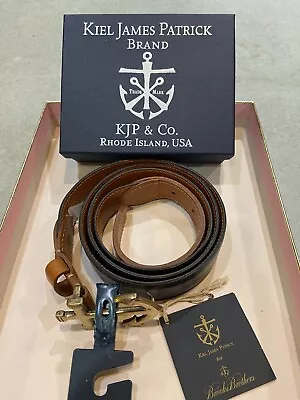 NWT NEW Kiel James Patrick Brooks Brothers Anchor Brass Buckle Leather Belt 44 • $45