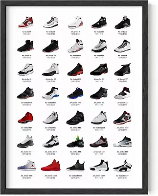  Sneaker Posters - Michael Jordan Shoes PosterWall Art Cool 12x16 Black Framed • $53.15