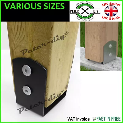 £1.07 • Buy BLACK Bolt Down BASE POST SUPPORT Fence Foot Base Brackets PERGOLA 45-101 Mm