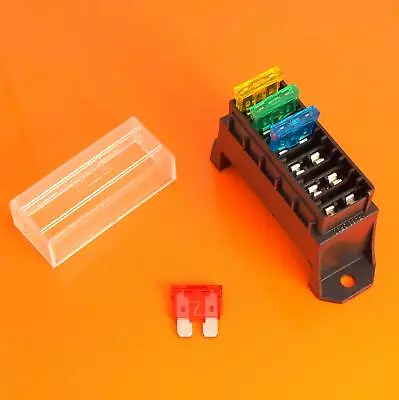 £4.99 • Buy High Quality 6 Way Fuse Box With Cover For Standard Blade Fuses ATO Base Entry