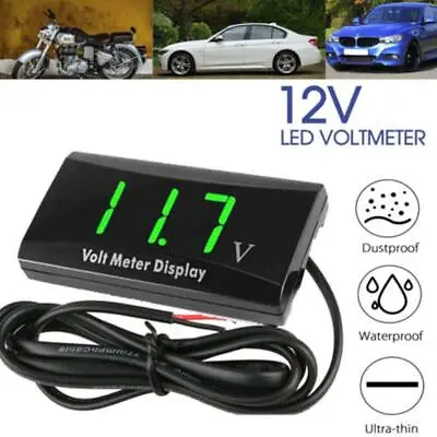 Battery Volt Meter Monitor LED Digital Car Boat Voltage Marine Voltage Gauge 12V • £8.79