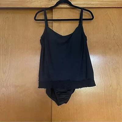 Miraclesuit Black One Piece Ruffle Shaping Swimsuit Size 14 • $60