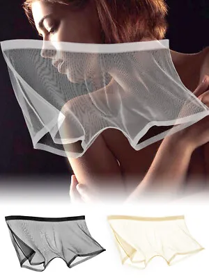 £1.90 • Buy Mens Sexy Briefs See Through Sheer Boxer Mesh Underwear Shorts Trunks Underpants