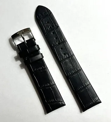 Original MIDO Baroncelli 20mm Black Leather Watch Band Strap With Silver Buckle • $98